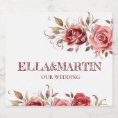 Roze lente rozen bloeien voor wijnwinkel sparkling wijnetiket (Enkel label)