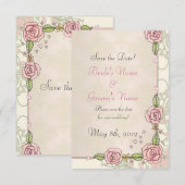 Roze Lente Rozen Bruiloft Save the Date Kaarten (Voorkant / Achterkant)
