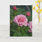 Roze lente rozen print kaart (Gele Bloem)