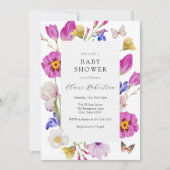 Roze Lente Tulp Bloemen Baby shower Kaart (Voorkant)