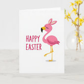 Roze Lente Vogel Pasen Kaart (Gele Bloem)