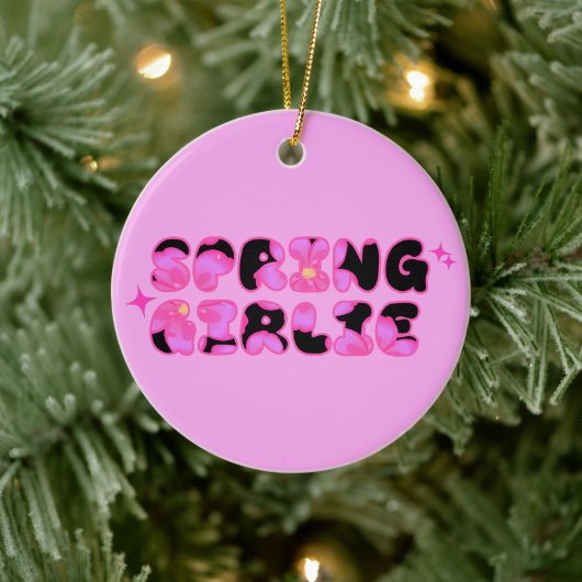 Roze Lente Vrouw Keramisch Ornament (Boom)
