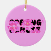 Roze Lente Vrouw Keramisch Ornament (Voorkant)