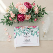 Roze lente waterverf bloem bruiloft  gastboek