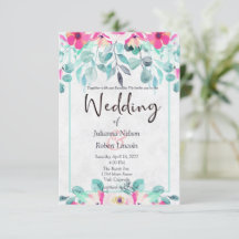 Roze lente waterverf bloemen bruiloftsinvitaties