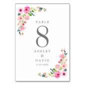Roze lente Waterverf bloemenbruiloft Kaart (Voorkant)