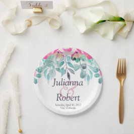 Roze lente waterverf floral bruiloft bord