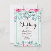 Roze lente waterverf florale bruiloft uitnodiging (Voorkant)