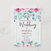 Roze lente waterverf florale bruiloft uitnodiging (Voorkant / Achterkant)