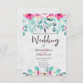 Roze lente waterverf florale bruiloft uitnodiging (Voorkant / Achterkant)