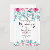Roze lente waterverf florale bruiloft uitnodiging (Voorkant / Achterkant)