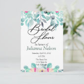 Roze lente waterverf florale uitnodiging (Staand voorkant)