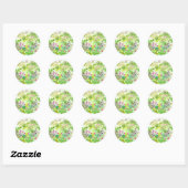 Roze Lente Waterverf Wildbloemen Natuur Kunst Ronde Sticker (Vel)