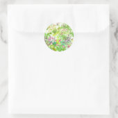 Roze Lente Waterverf Wildbloemen Natuur Kunst Ronde Sticker (Tas)