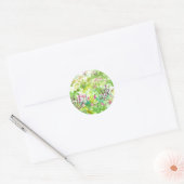 Roze Lente Waterverf Wildbloemen Natuur Kunst Ronde Sticker (Envelop)