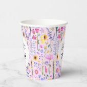 Roze Lente Wildbloemen Baby meisje eerste verjaard Papieren Bekers (Rechts)