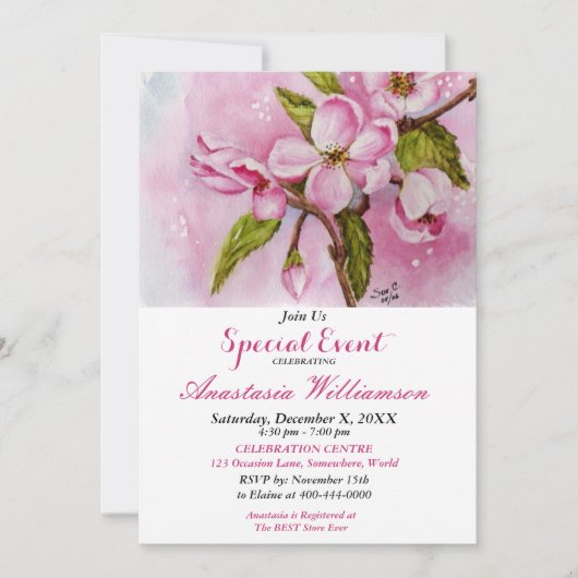 ROZE LENTEFEEST FEestelijke uitnodiging (Voorkant)