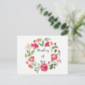 Roze lentekrans Denken aan je Briefkaart (Staand voorkant)