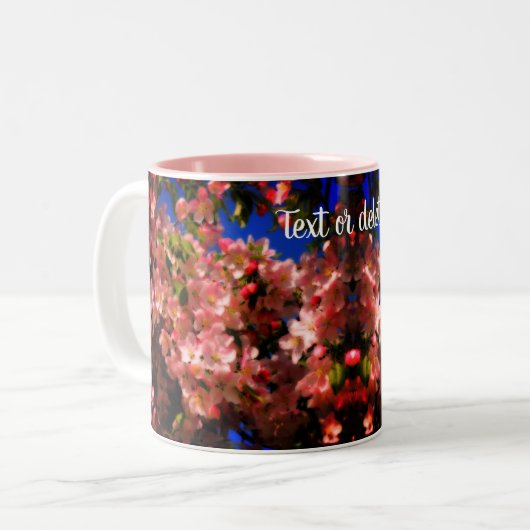 Roze lentesbloesems Floral Art gepersonaliseerd Tweekleurige Koffiemok (Voorkant links)