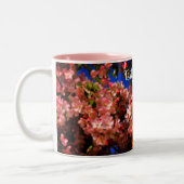 Roze lentesbloesems Floral Art gepersonaliseerd Tweekleurige Koffiemok (Links)