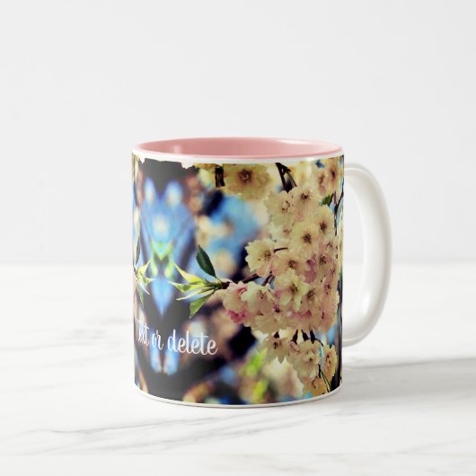 roze lentesbloesems gepersonaliseerd tweekleurige koffiemok (Voorkant rechts)
