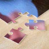 Roze lentesbloesems met blauwe hemel legpuzzel (Zijkant)