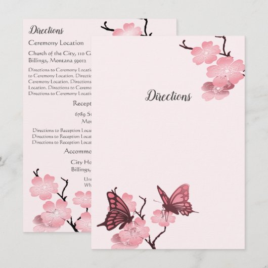 roze lentesbloesems met buidel informatiekaartje (Voorkant / Achterkant)