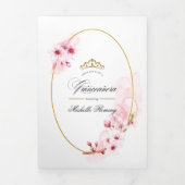 Roze lenteskers bloesem quinceañera tri-vette in drieluik uitnodiging (Cover)