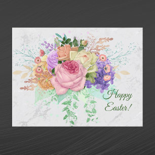  roze lenteslantaar Bouquet-Pasen Feestdagenkaart