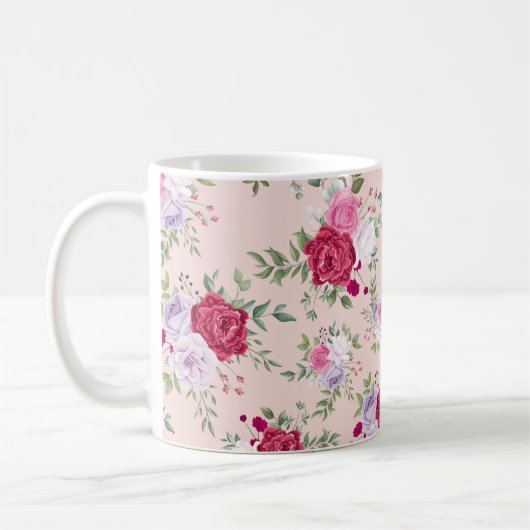Roze lentetroerpatroon koffiemok (Links)