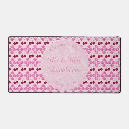 Roze lentetsenbloesem en kersen bureaumat (Voorkant)