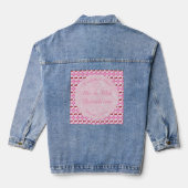 Roze lentetsenbloesem en kersen denim jacket (Achterkant)