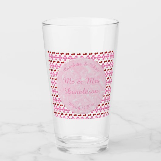 Roze lentetsenbloesem en kersen glas (Voorkant)