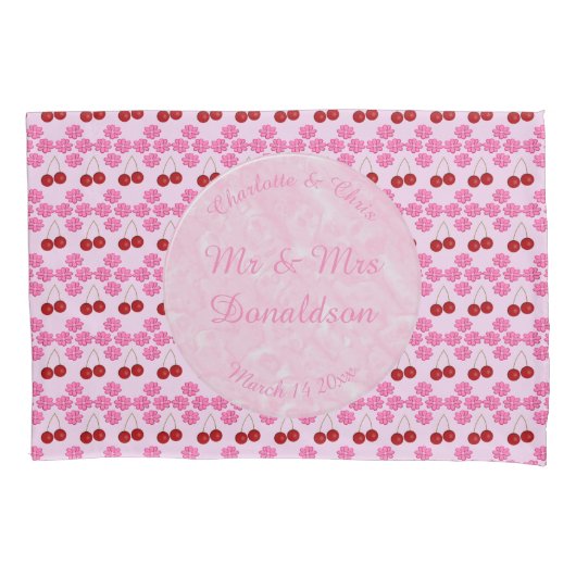 Roze lentetsenbloesem en kersen kussensloop (Voorkant)