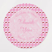 Roze lentetsenbloesem en kersen labels (Design 1)