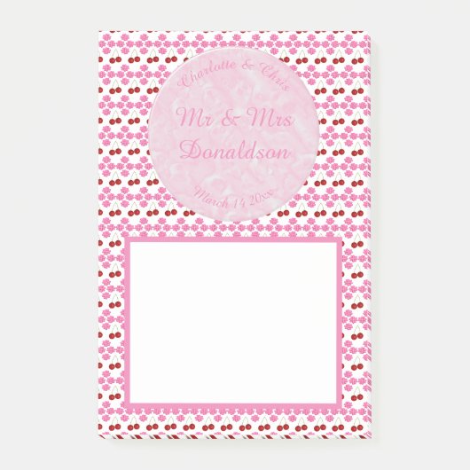 Roze lentetsenbloesem en kersen post-it® notes (Voorkant)
