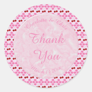 Roze lentetsenbloesem en kersen ronde sticker