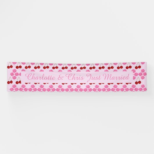 Roze lentetsenbloesem en kersen spandoek (Horizontaal)