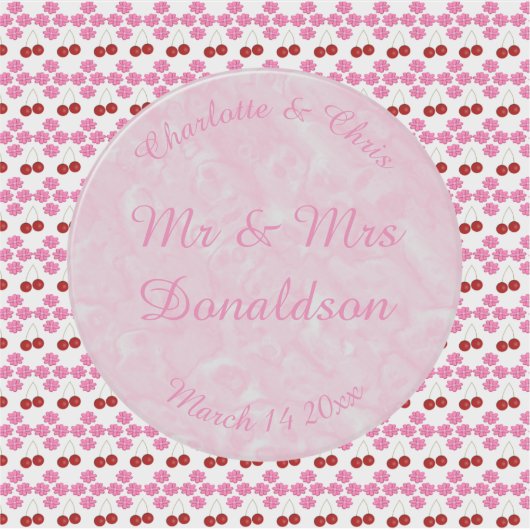 Roze lentetsenbloesem en kersen sticker (Voorkant)