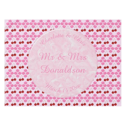 Roze lentetsenbloesem en kersen tafelkleed (Voorkant (Horizontaal))