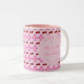 Roze lentetsenbloesem en kersen tweekleurige koffiemok (Voorkant rechts)