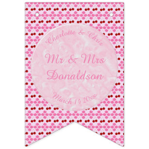 Roze lentetsenbloesem en kersen vlaggetjes