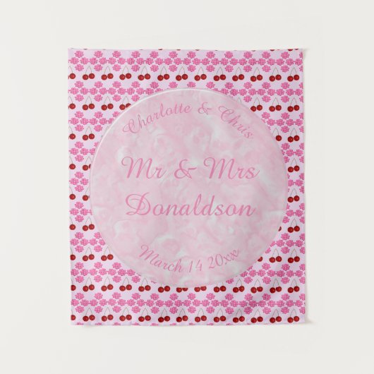 Roze lentetsenbloesem en kersen wandkleed (Voorkant)