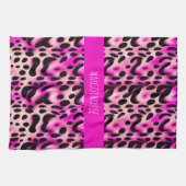 Roze Leopard 3D geometrisch patroon Theedoek (Horizontaal)