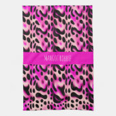 Roze Leopard 3D geometrisch patroon Theedoek (Verticaal)
