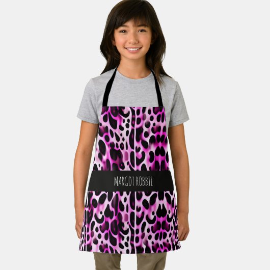 Roze Leopard 3D Verticaal Isometrisch Patroon Schort (Insitu)