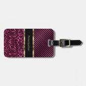 Roze leopard Animal Patroon Bagagelabel (Voorkant horizontaal)