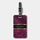 Roze leopard Animal Patroon Bagagelabel (Voorkant verticaal)