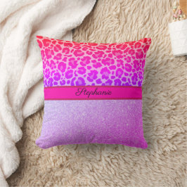 Roze leopard Animal Print Cheetah Glitter Kussen