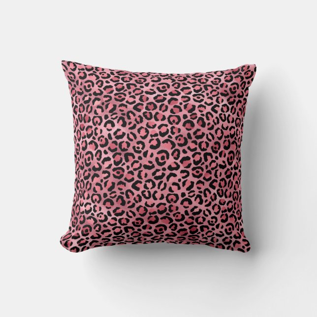 Roze leopard Animal Print Patroon Kussen (Voorkant)
